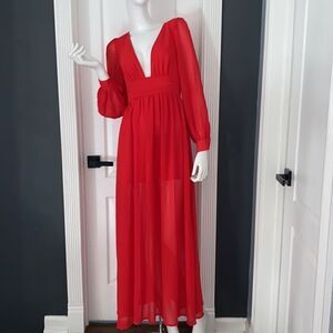 🔥Forever 21 maxi red  women’s dress   sz Small New  #3